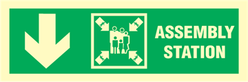 Assembly station arrow down - exit sign