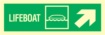 Lifeboat arrow up right - exit sign