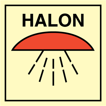 Space protected by halon - Fire Control Signs
