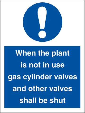 When the plant is not in use - Mandatory Signs
