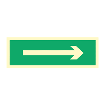 Arrow - Photoluminescent Self Adhesive Vinyl PV EP - 75 x250 mm - IMO direction exit sign
