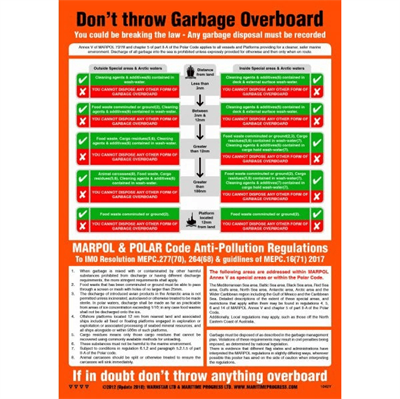 Don\'t throw garbage overboard - IMO Safety Awareness & Training posters