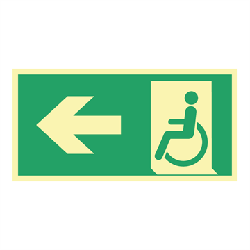 Nødutgang funksjonshemmede, pil venstre - Nødutgang skilt