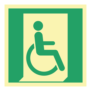 Nødutgang funksjonshemmede, høyre - Nødutgang skilt