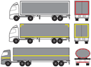 3m konturmerking av lastebil og trailer gir økt synbarhet og sikkerhet. Illustrasjon.