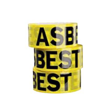 Asbest tape - Tape for pakking av asbestholdig materiale. Foto.
