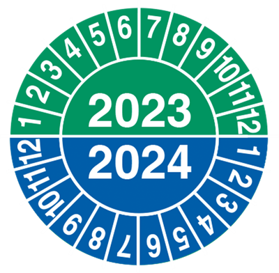 Kontrollmerker 2023 / 2024 grønn/blå farge - Ø 30-42 mm