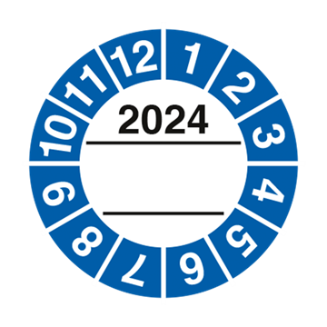 Kontrollmerker 2024 med tekstfelt, 10 selvklebende etiketter pr ark. Fra JO Safety Norge AS