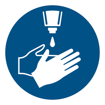 Gulvskilt som oppfordrer til å bruke håndsprit fra JO Safety Norge. 