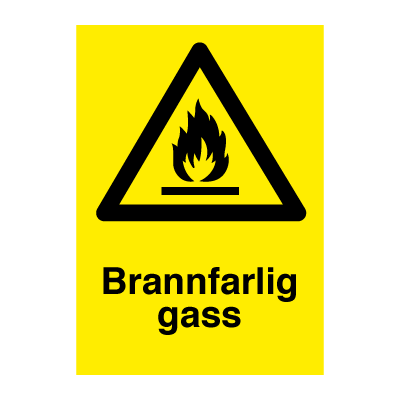 Brannfarlig gass - fareskilt - varselskilt
