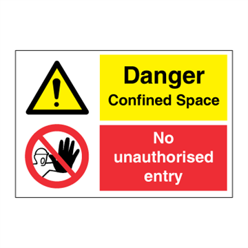 Danger Confined Space - No entry - IMO Combi sign - 200 x 300 mm. Foto.