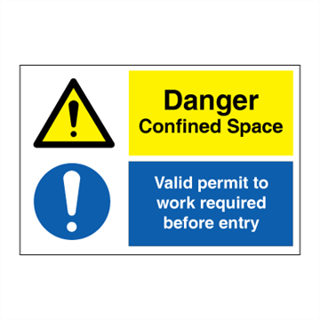 Danger Confined Space - IMO Combi sign - 200 x 300 mm. Foto.