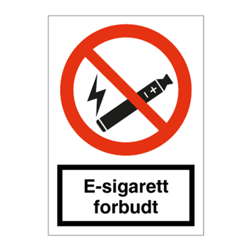 E-sigarett forbudt - forbudsskilt