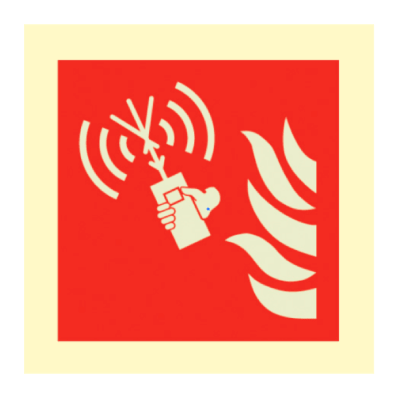 Fire emergency radio - IMO fire sign