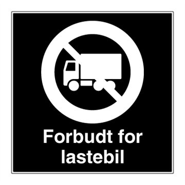 Forbudt for lastebil skilt - Privatrettslig forbudsskilt. Foto.