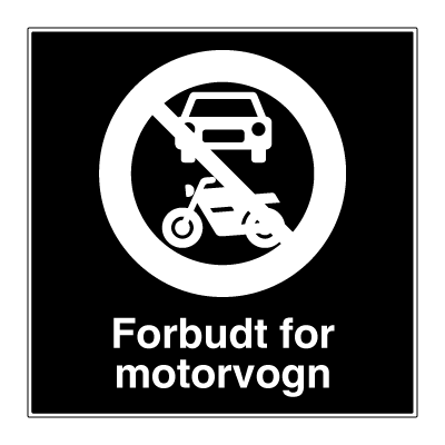 Forbudt for motorvogn skilt - Privatrettslig forbudsskilt. Foto. 