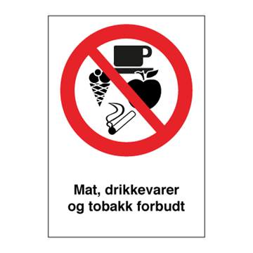 Mat, drikke og tobakk forbud - forbudsskilt