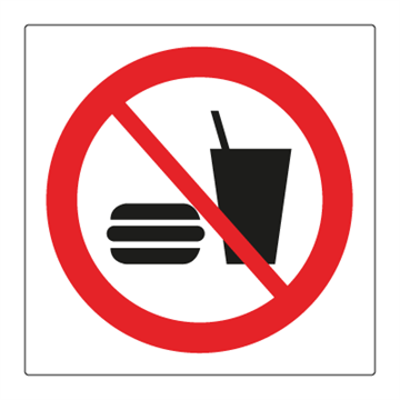 Mat og drikkevarer forbudt - forbudsskilt