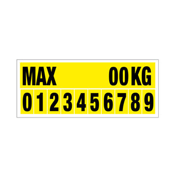 Max kg og tall etiketter - 90 x 220 mm - Pakke med 10 stk etiketter
