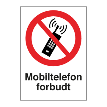 Mobiltelefon forbudt - forbudsskilt