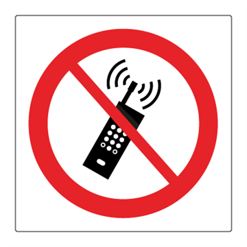 Mobiltelefon forbudt - forbudsskilt