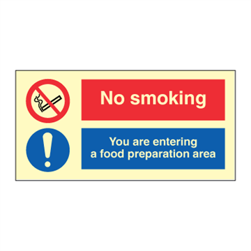 No smoking - You are entering a food preparation area - IMO Combi sign. Foto.