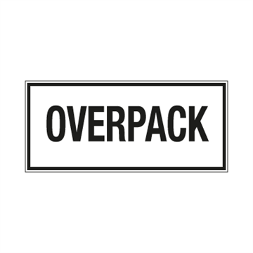 Merke for Overpack - ADR merking av farlig gods. Foto.