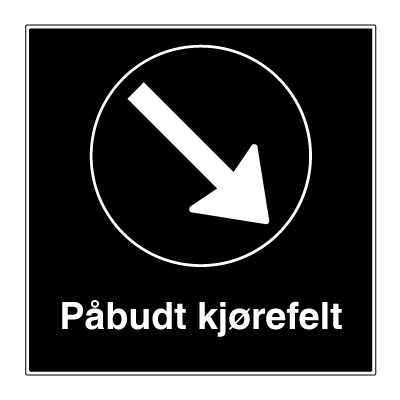 Påbudt kjørefelt skilt - Privatrettslig påbudsskilt. Foto.