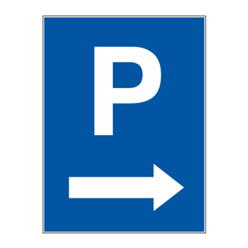 Parkering pil høyre - parkeringsskilt