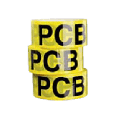 PCB tape - Tape for pakking av avfall som inneholder miljøgiften PCB. Foto.