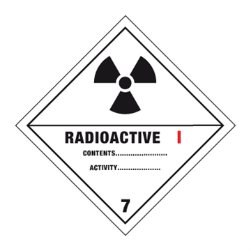 Fareseddel klasse 7A - Radioaktivt materiale. Foto.