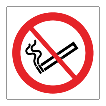Røyking forbudt gulvskilt - Sklisikker asfaltfolie til gulvet. Foto.