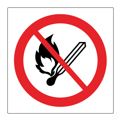 Åpen ild forbudt gulvskilt - Sklisikker asfaltfolie til gulvet. Foto.