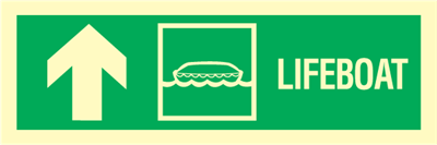 Lifeboat arrow up - exit sign