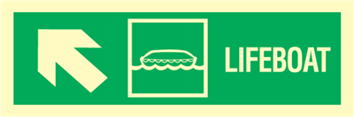 Lifeboat arrow up left - exit sign