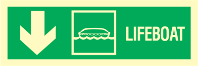 Lifeboat arrow  down - exit sign