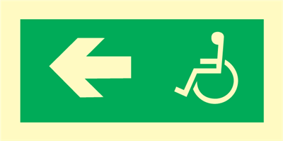 Wheelchair direction left - exit sign