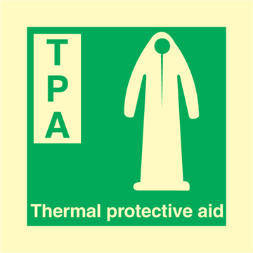 Thermal protective aid - IMO Signs