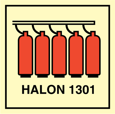 Halon 1301 Battery - Fire Control Signs