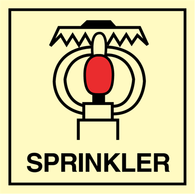 Space protected by sprinkler - Fire Control Signs