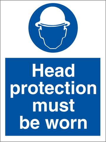 Head protection must be worn - Mandatory Signs