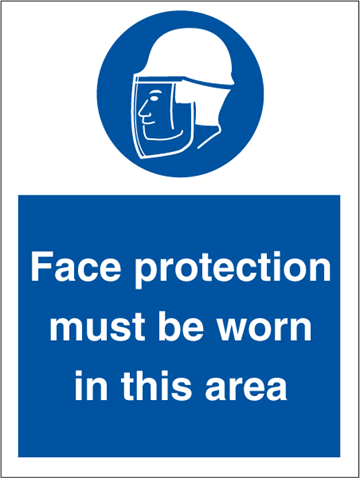 Face protection must be - Mandatory Signs