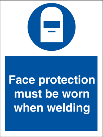 Face protection must be - Mandatory Signs