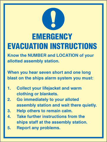 Emergency Evacuation Instructions - Mandatory Signs