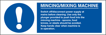 Mincing/Mixing Machine - Mandatory Signs