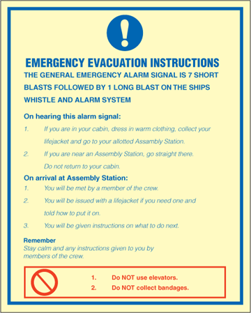 Emergency evacuation instructions - Mandatory Signs
