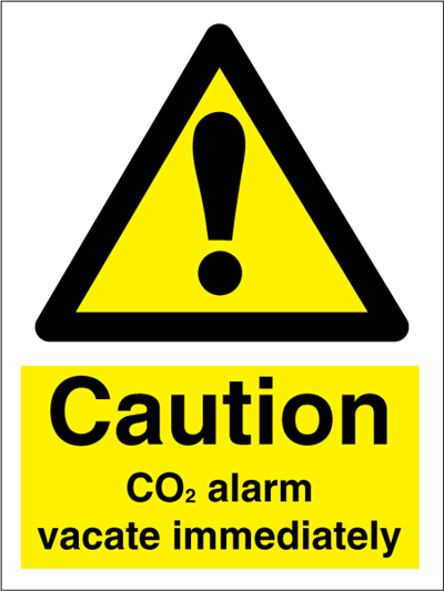 CO2 alarm vacate immediately - Hazard Signs