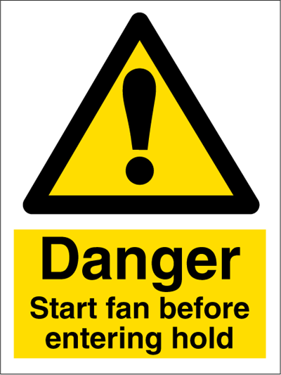 Start fan before entering hold - Hazard Signs