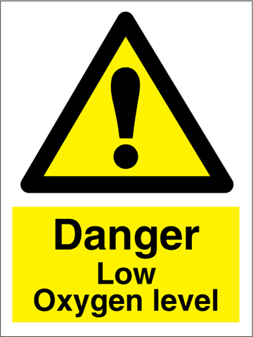 Danger Low Oxygen level - Hazard Signs