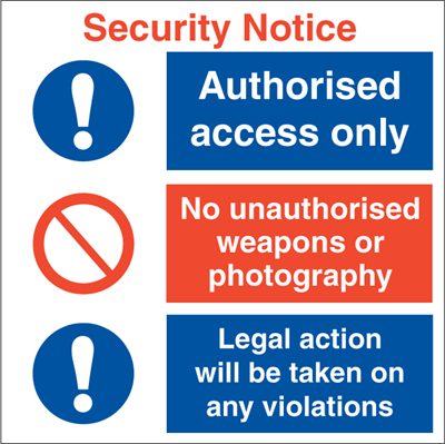 Security Notice - Kombi skilt